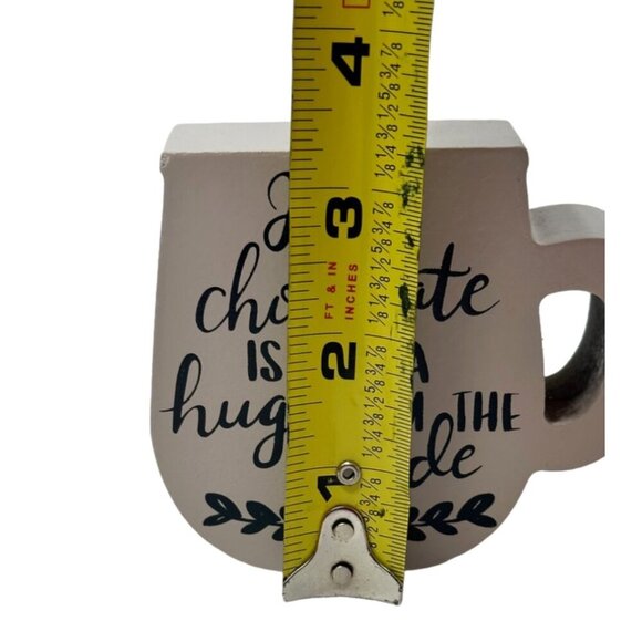 Mini Hot Cocoa Mug Sign 3in Tiered Tray Decor Farmhouse Winter Kitchen Prop Gift - Picture 5 of 6